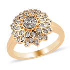 Weißer Diamant P Ring 925 Silber Vermeil YG ca. 0,27 ct. image number 3