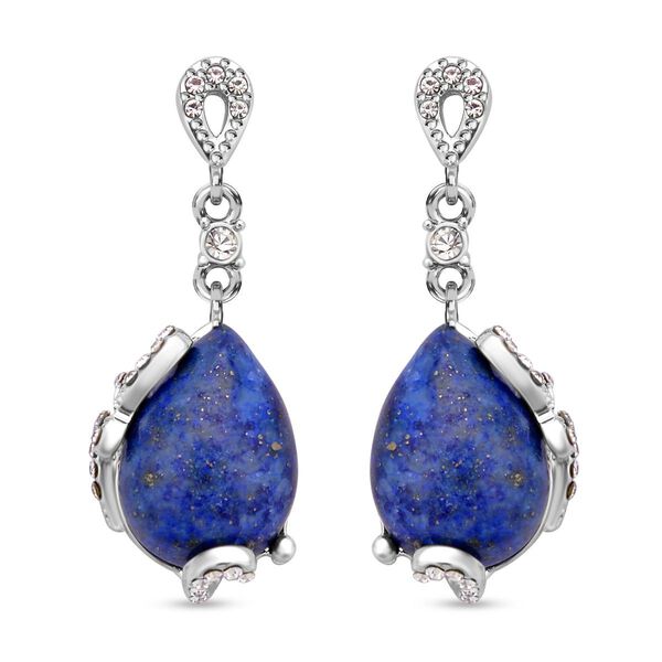 2er Set, Lapislazuli Ohrringe und Anh&auml;nger mit Kette, ca. 14.00 ct image number 6