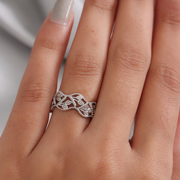 ALLORO Ring mit Diamantakzenten, 925 Silber platiniert image number 3