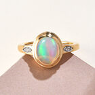 Natürlicher, äthiopischer Opal und weißer Zirkon-Ring, 925 Silber vergoldet  ca. 1,29 ct image number 1