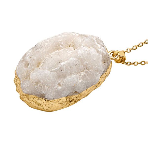 Weißer Drusy Quarz-Anhänger mit 50+5cm Kette - 65,70 ct. image number 4