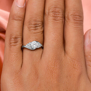 120 Facetten Moissanit-Ring, 925 Silber platiniert  ca. 0,90 ct