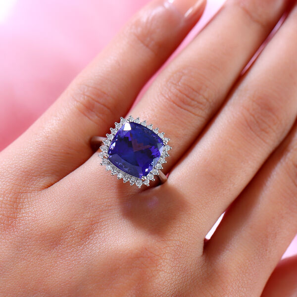 RHAPSODY Tansanit und Diamant Halo-Ring in Platin image number 3