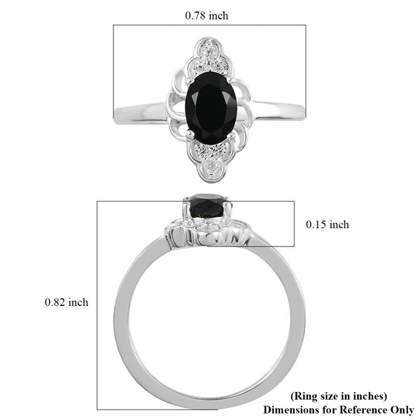 Schwarzer Spinell und Zirkon-Ring, 925 Silber  ca. 1,17 ct image number 6