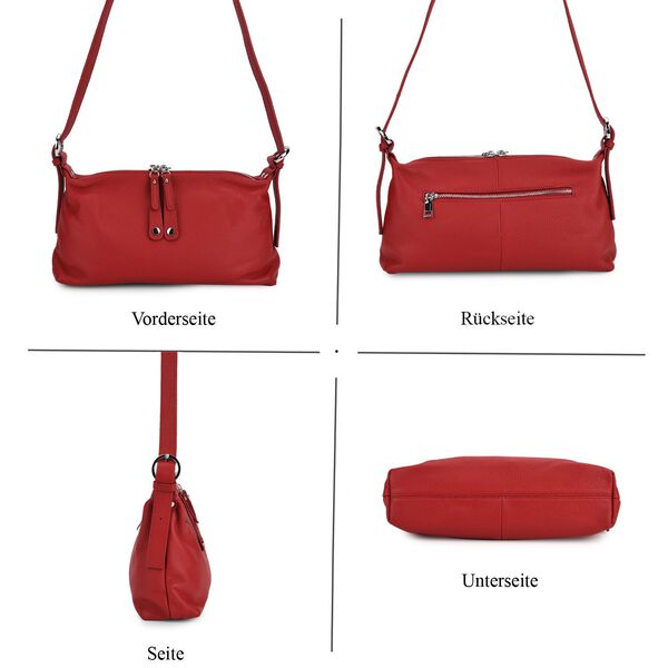 Crossbody-Bag aus Echtleder im Soft-Design, 30x8x16 cm, Burgunder image number 5