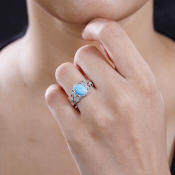 AA Sleeping Beauty T&uuml;rkis und Zirkon Ring, ca. 1,52 ct.