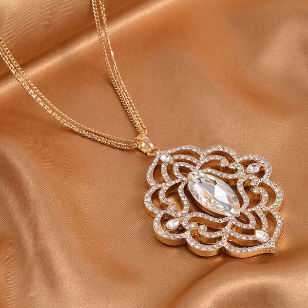 Weißer Kristall-Anhänger mit Kette in Goldton - 2 ct. image number 2