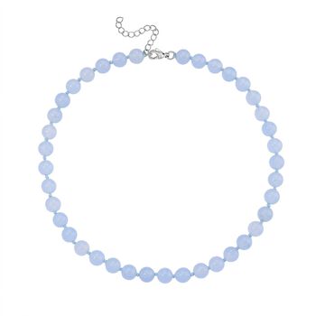 Aquamarin Farbiger Quarzit Halskette ca. Flexibles cm Reiner Edelstahl ca. 255.00 ct