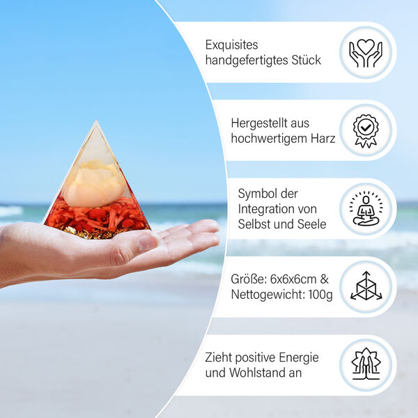 Energie-Edelstein Pyramide mit Rosenquarz, 6x6x6 cm image number 3