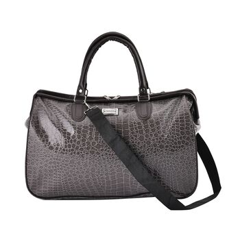 Weekender Reisetasche, 45x33x22cm, Krokodilmuster, Grau