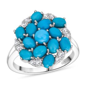 Türkisfarbener Wirbel -AA Sleeping Beauty Türkis Ring 925 Silber rhodiniert (Größe 18.00) ca. 2.46 ct