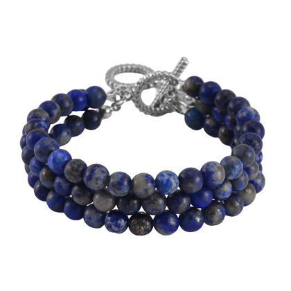 Lapislazuli Armband ca. 18 cm Reiner Edelstahl ca. 34.66 ct