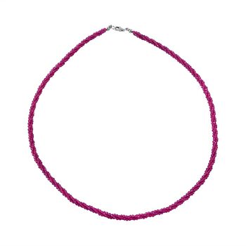 Nat&uuml;rlicher Rhodolith Granat Halskette, ca. 45 cm, 925 Silber ca. 100.00 ct