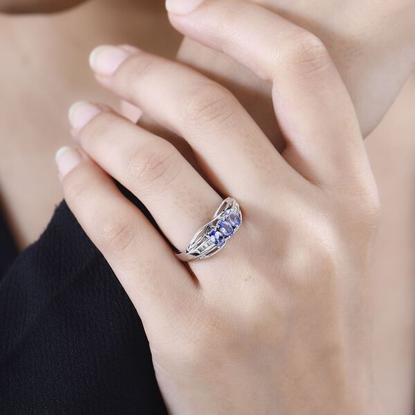 Tansanit und Diamant Ring, 925 Silber rhodiniert - 0,79 ct. image number 3