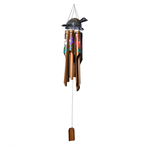 Windspiel mit Schildkröte aus handbemaltem Bambus mit beweglichem Kopf image number 1