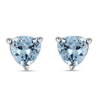 Himmelblaue Topas-Solit&auml;r-Ohrringe - 1,77 ct.