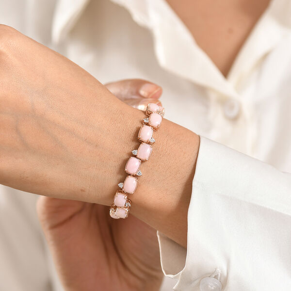 D'Joy AA Rosa Opal, Wei&szlig;er Zirkon Armband ca. 20 cm 925 Silber 750 Ros&eacute;gold Vermeil ca. 26,67 ct. image number 2