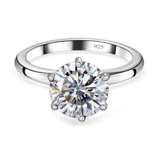 Moissanit Ring, 925 Silber platiniert (Gr&ouml;&szlig;e 16.00) ca. 2.47 ct