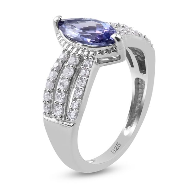 Tansanit und Zirkon Ring 925 Silber Platin-Überzug image number 4