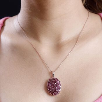 Nat&uuml;rlicher Rhodolith Granat Anh&auml;nger 925 Silber 750 Ros&eacute;gold Vermeil ca. 8.30 ct