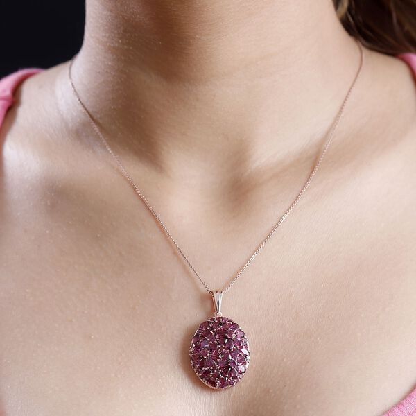 Rhodolith Granat Anh&auml;nger 925 Silber 750 Ros&eacute;gold Vermeil ca. 8.30 ct image number 3