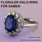 RHAPSODY Tansanit und Diamant floraler Halo-Ring in Platin image number 1