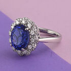 RHAPSODY Tansanit und Diamant floraler Halo-Ring in Platin image number 1