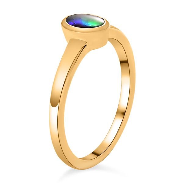 Kanadischer Ammolit-Ring, 925 Silber Gelbgold Vermeil (Gr&ouml;&szlig;e 17.00) ca. 0,49 ct image number 5