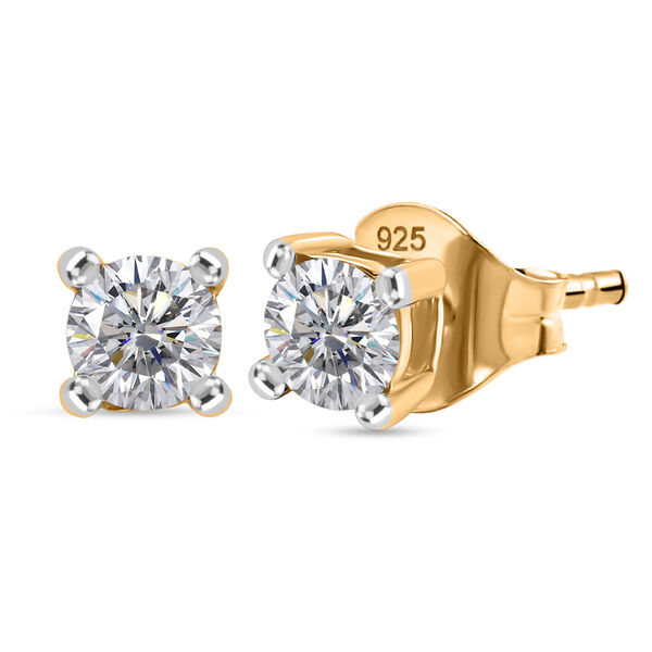 LUXURIANT SGL zertifizierte SI-GH Labor Diamant Ohrringe, 925 Silber 750 Gelbgold Vermeil - 0,50 ct.