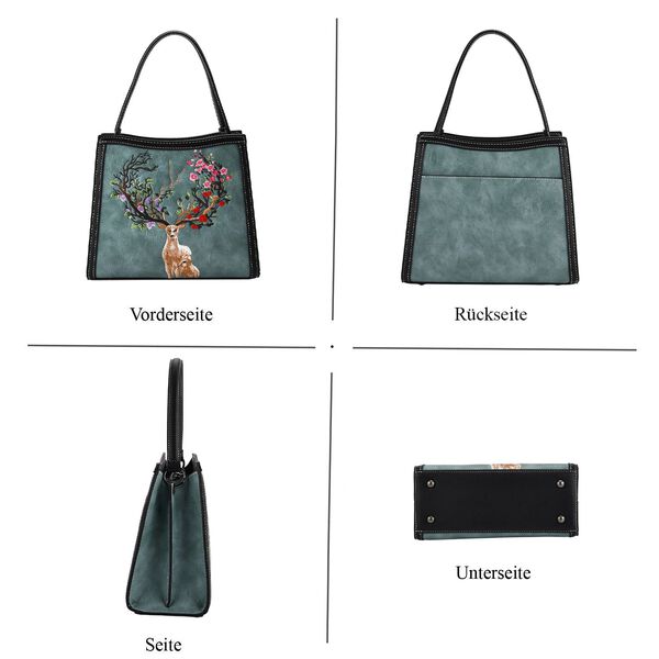 Bestickte Crossbody-Tasche, Rentier-Design, 25x11x21cm, Blau image number 6