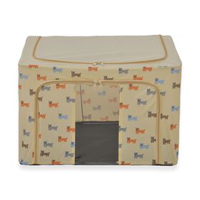 Faltbare Aufbewahrungsbox aus Stoff, 66 Liter offen, Größe 50x40x33cm gefaltet, Beige