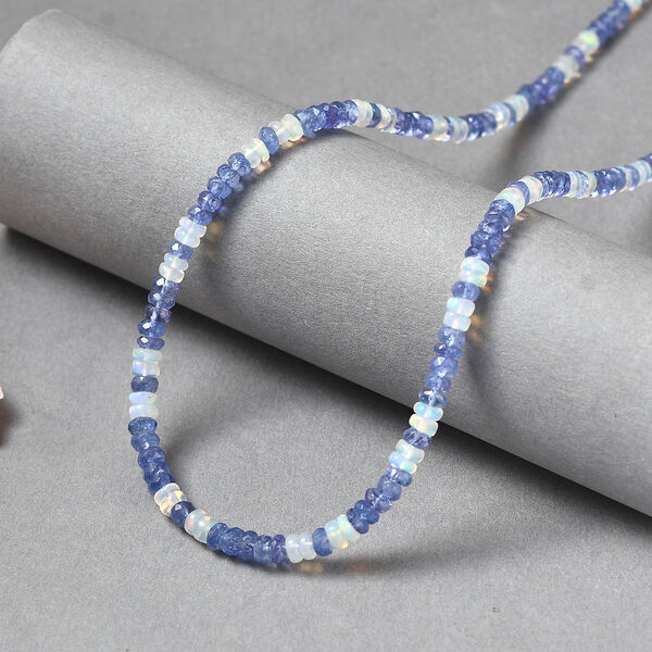 D'Joy Tansanit, Nat&uuml;rlicher, &auml;thiopischer Welo Opal Halskette ca. 45 cm 925 Silber rhodiniert ca. 55,00 ct. image number 1