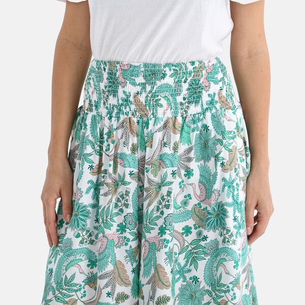 Gesmokte Taillen-Culottes mit Blattmuster, Einheitsgr&ouml;&szlig;e, Gr&uuml;n image number 5