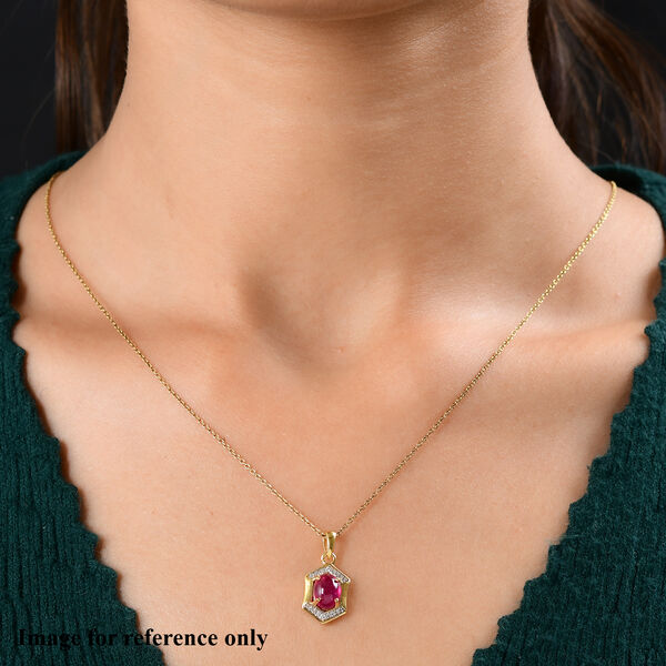 Afrikanischer Rubin und Zirkon-Anhänger, (Fissure gefüllt), 925 Silber vergoldet ca. 2,42 ct image number 2