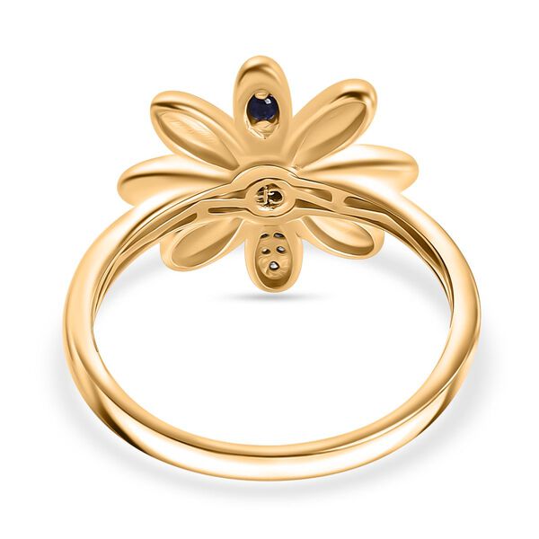 GP Italian Garden Kollektion - Weißer Diamant und Kanchanaburi blauer Saphir Ring, 925 Silber 750 Gelbgold Vermeil - 0,11 ct. image number 6