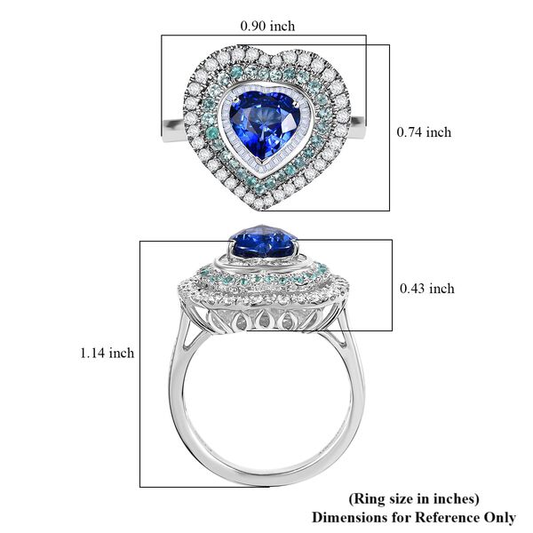 RHAPSODY zertifiziert und gepr&uuml;ft AAAA ceylonfarbener blauer Saphir, Paraiba Turmalin und VS Diamant Ring in 950 Platin - 2,97 ct. image number 5