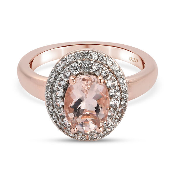 Marropino Morganit und Zirkon-Ring, 925 Silber Ros&eacute;gold Vermeil  ca. 1,60 ct image number 0