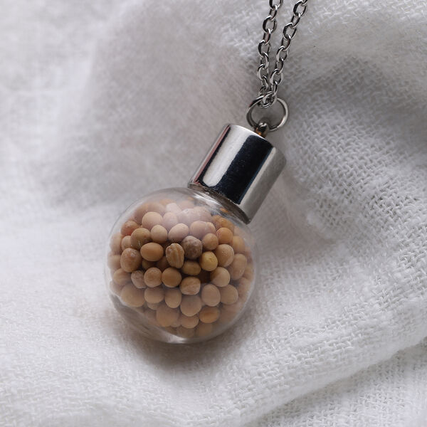 Senfkorn Anh&auml;nger mit Kette ca. 50 cm Edelstahl image number 2