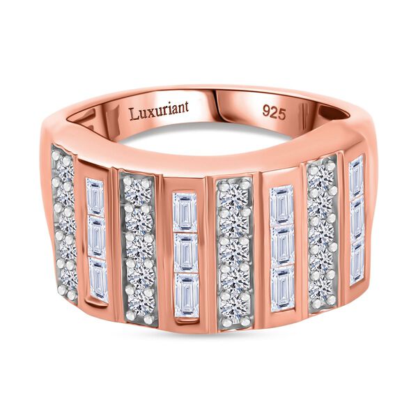 LUXURIANT SGL zertifizierter SI-GH Labor Diamant Ring, 925 Silber rhodiniert und 750 Ros&eacute;gold Vermeil - 1 ct.