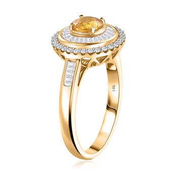 LUXORO zertifiziert und gepr&uuml;ft AAA gelber Saphir und Diamant Ring in 585 Gold - 1,70 ct.