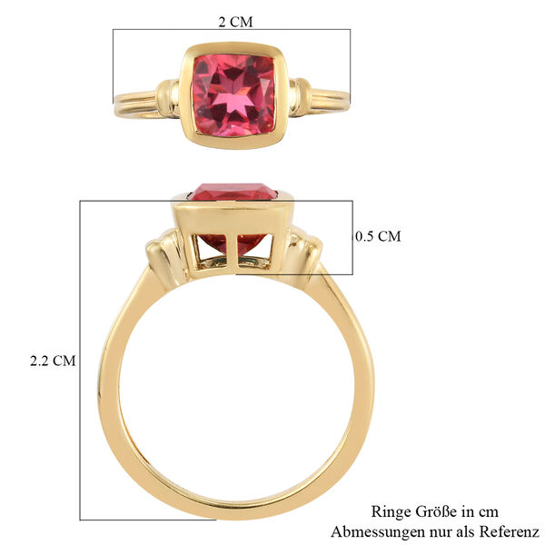 Sonnenuntergang Quarz Solit&auml;r Ring 925 Silber vergoldet image number 7