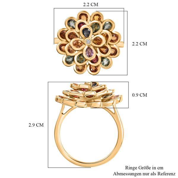 D'Joy AA Blauer Saphir, Mehrfarbiger Saphir Ring, 925 Silber 750 Gelbgold Vermeil (Gr&ouml;&szlig;e 21.00) ca. 3.44 ct image number 7