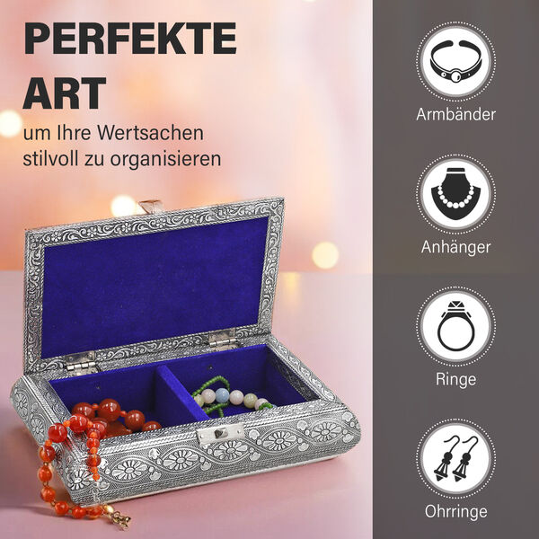 Handgemachte Schatztruhe, 19x13x6 cm, silberfarben image number 4