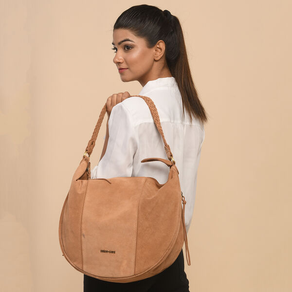 Hobo Tasche aus 100% echtem Leder, Gr&ouml;&szlig;e 40,6x12,7x33 cm, Hellbraun image number 1