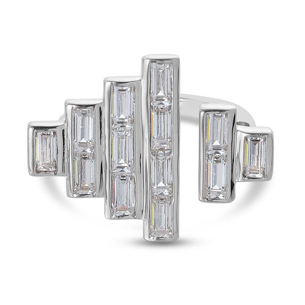 LUSTRO STELLA Hergestellt mit ZIRKONIA Ring 925 Silber Platin-&Uuml;berzug (Gr&ouml;&szlig;e 16.00) ca. 4,76 ct