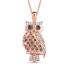 GP Kollektion - Mehrfarbiger Diamant Eulen-Anh&auml;nger mit Kette,  925 Silber Ros&eacute;gold Vermeil ca. 0.35 ct