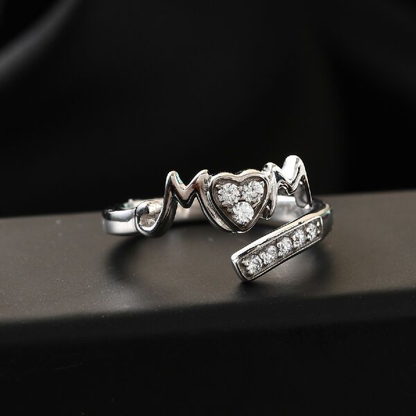 LUSTRO STELLA Hergestellt mit ZIRKONIA MOM Ring 925 Silber Platin-&Uuml;berzug image number 2