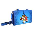 SUKRITI- Handbemalte Brieftasche aus Echtleder mit verstellbarem Schulterriemen und Schlüsselanhänger, Blau image number 4