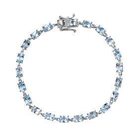 Himmelblauer Topas Armband ca. 19 cm 925 Silber platiniert ca. 10,84 ct.