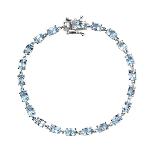 Himmelblauer Topas Armband ca. 19 cm 925 Silber platiniert ca. 10,84 ct. image number 0